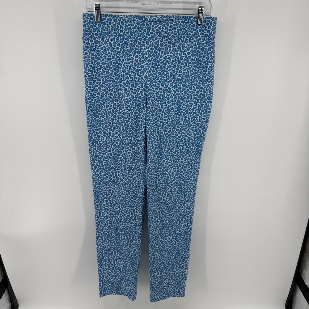 J.McLaughlin Lexi Blue Leopard Print Pull On Slim Leg Pants Womens Size 6